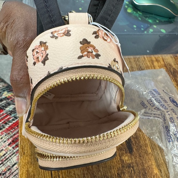 NWT Coach Mini Court Backpack Bag Charm With Rosette Print - Picture 6 of 10